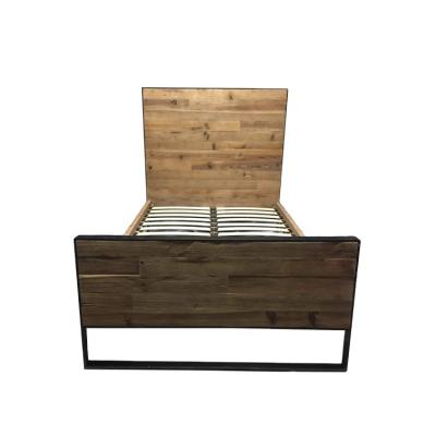 China Metal Single Bed Frame Furniture Wooden Slats Solid Wood Single Bed for sale