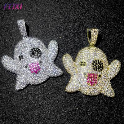 China Latest Passage Diamond Tester Design Hip Hop Jewelry Fully Iced Out Bling Moissanite Ghost Pendant Necklace For Women Men for sale