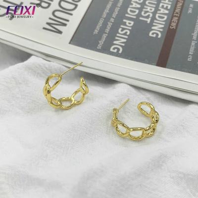 China New Arrivals Cute Fashion Jewelry Circle Chain Earrings For Women 18K Gold Plated Circle Chain Earrings Jewelry Women for sale