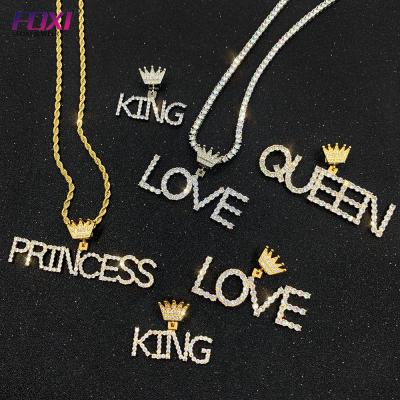 China CLASSIC 1990 to 1999 wholesale foxi jewelry hiphop king queen initial letter love necklace for women 2021 for sale