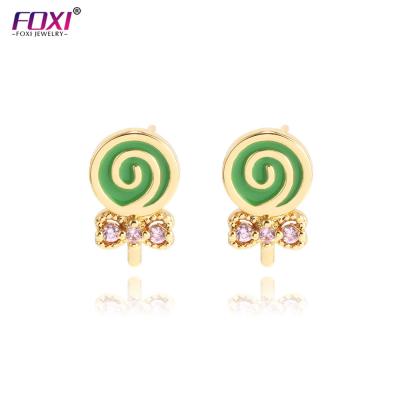 China FASHIONABLE Hot Sale 18k Gold Plated Lollipop Studs Earring Candy for sale