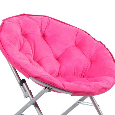 China Foldable High Quality Steel Tube Comfortable Lounge Fishing Foldable Velvet Moon Shape Leisure Luxury Outdoor Folding Chair for sale