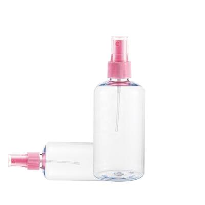 China Household Products 250ml PET Pink Spray Bottle Plastic Spray Bottle Plastic Mist Screen Printing Screw Cap Transparent Silk Print 250ml for sale