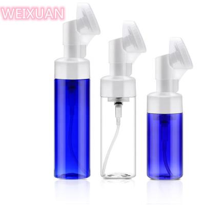 China BEAUTY PACKAGING 100ml 150ml 200ml Foaming Facial Soap Fomaer Silcon Pump Brush Bottle Skin Care Packaging Cosmetic Packaging PET Weixuan for sale