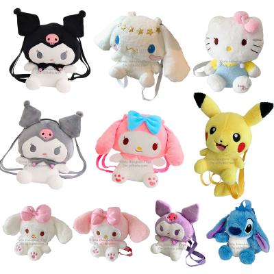 China Soft Plush Toy Sanrio Bag Handbag Melody Kuromi Cinnamoroll Stitch Kitty Pikachu Plush Toy Backpack Factory Wholesale Cartoon Bag for sale