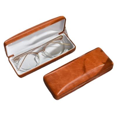 China Optical Glasses Packing Custom Eyewear Show Case Accessories Glasses Hard Leather Monocle Case PU Custom Logo for sale