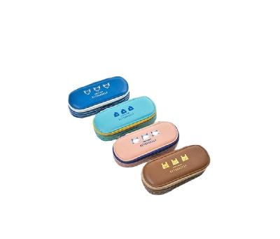 China Lovely Cute Colorful Fashion Glass Storage Soft PU Glass Leather Cases Packaging Box For Kids With Customized Logo for sale