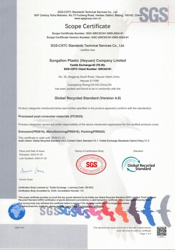 Scope Certificate - sungallon plastic (heyuan) company limited