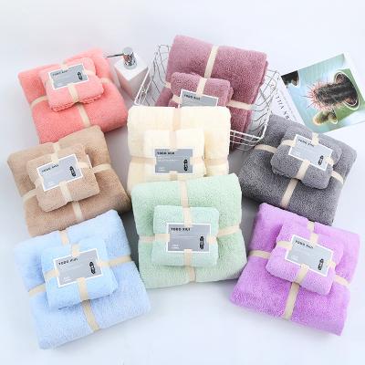 China High Density Coral Velvet Face Cloth Hand Towel Bath Towel Set Safe For Kids for sale