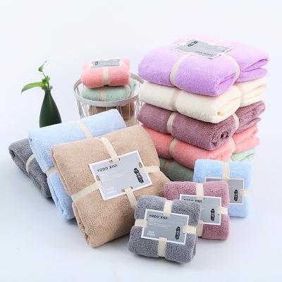 China Child Safe Multicolor Optional Wholesale Microfiber Adult Towel Set Home Hotel Coral Fleece Bath Towel for sale