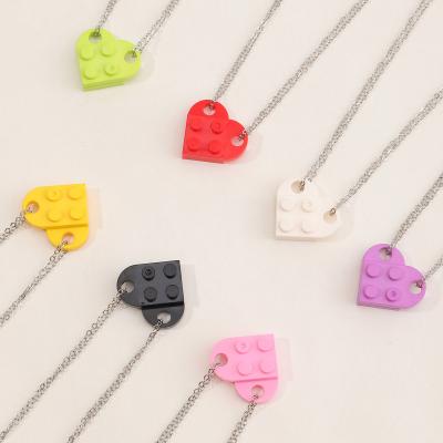 China Wholesale Best Friends Colorful Custom Heart Necklace Cartoon 2pcs/set Fashion Pendant Necklace for sale