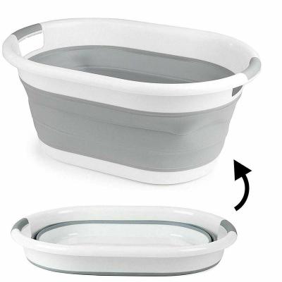 China Hot Selling Minimalist Silicone Laundry Basket Plastic Collapsible Collapsible Laundry Basket for sale