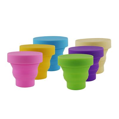 China 200ml Folding Cup Solid Color Gargle Cup Viable Portable Collapsible Silicone Drinking Water Collapsible Coffee Cups For Outdoor Travel for sale