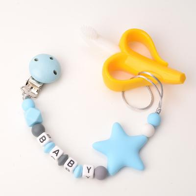 China Safety Teether Pacifier Clip, Silicone Free Soothing Teether, Soother Pacifier BPA Chain Holder with Chewable Beads for Newborn Baby for sale