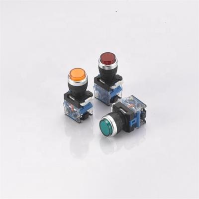 China Aluminum Head LA38-11GN-L Mini Round Pushbutton Industrial CNTD Switch High Security Auto-reset Industrial Button for sale