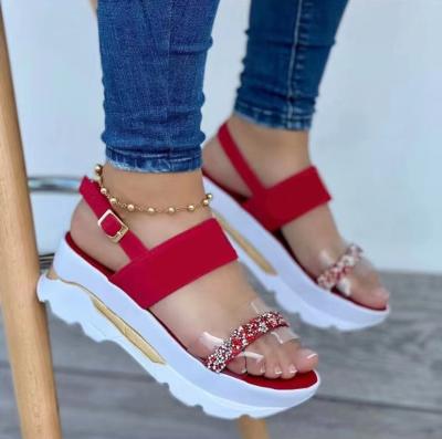 China Women's platform sandals 2022 fashion trend women's new wedges shoes ladies summer sandals buckle non-slip beach sandals plus size 36-43 for sale