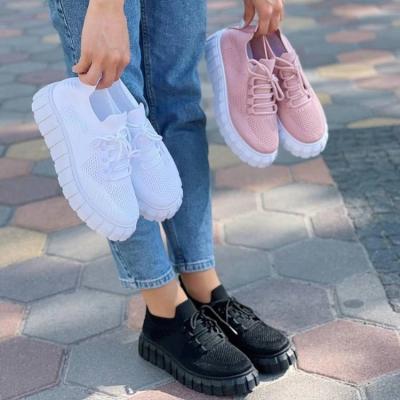 China Fashion Trend Women's Shoes Plus Size 43 Vulcanized Women's Sneakers Shoes Casual Slip On Flats Mesh Soft Walking Footwear White for sale