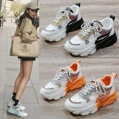 China Damping Special Shoes Zapatos Para Correr Chunky Fashion Casual Sneakers Female New Autumn Leather Daddy Women's Shoes for sale