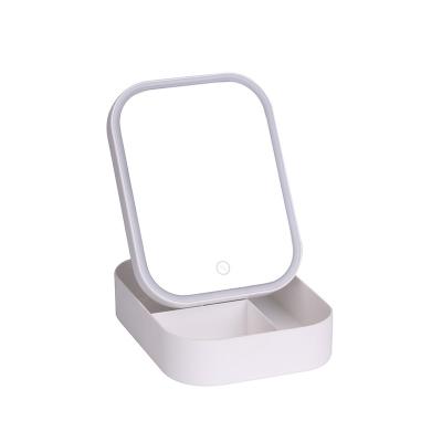 China LED Light Table Stand Makeup Mirror Foldable Touch Sensor Smart Switch LED Cosmetic Mirror With Lighting for sale