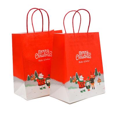 中国 factory Kraft packaging Christmas nut gift portable luxury flat bottom paper bag for retail rts 販売のため