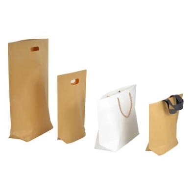 China Custom Brown Cardboard Gift Shopping Food Grade Brown Kraft premium Paper Packaging carry bags for sale