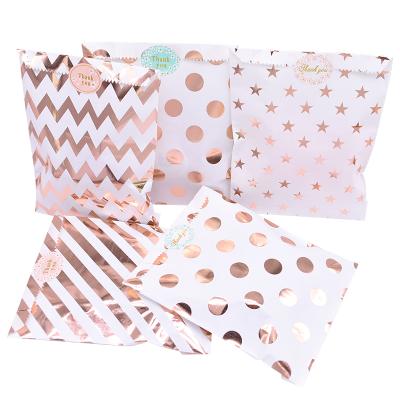 中国 Hot Sale 18cm Gift Paper Pouch Rose Gold Paper Food Safe Birthday Wedding Party Favors Gift Bags 販売のため