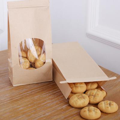 中国 Proof Kraft Paper Bag for Food Snacks Cookie Coffee Bakery Bags with Clear Window biodegradable kraft paper bag 販売のため