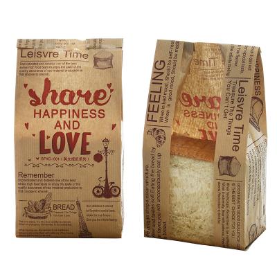 China Kraft Bread Paper Bag With Window Oil Love Toast Baking Paper Takeaway Food Hand Made Package Bags for sale