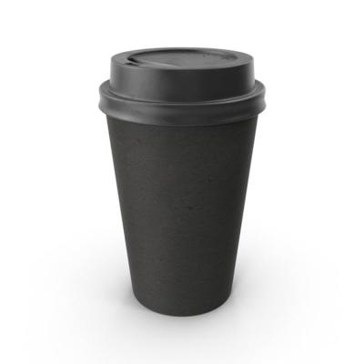 China customization logo 8oz 14oz biodegradable black takeaway juice coffee packaging double layer paper cups with lid for sale