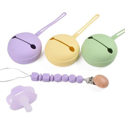 China Wholesale BPA Free Baby Teether Nipple Chain Clip Bag Silicone Pacifier Holder Case for sale