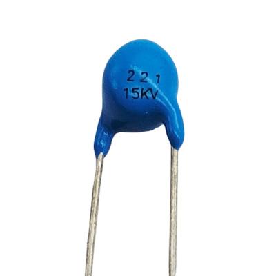 China Blue Ceramic Capacitor 15kv 220pf 221k High Frequency Disc Electronic Component Ceramic Disc Capacitor for sale