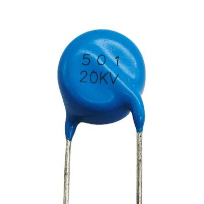 China Power Supply DISC Ceramic Capacitor 20kv 501K 500pF For Audio Amplifier Lead Type Blue Ceramic Capacitor for sale