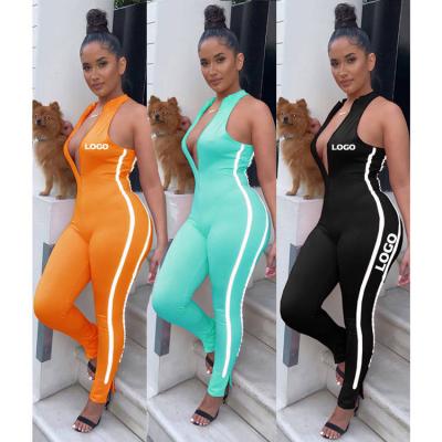 China Breathable New Arrival Custom Made Deep V Backless Factory Patches Patchwork Reflective Brand Woman Overalls for sale