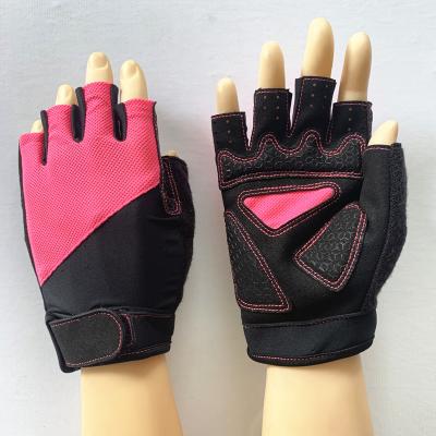 China Mesh+Microfiber leather+Polyester half finger cycling gloves unisex riding gloves with EVA on palm for sale