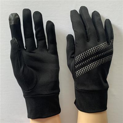 China Lightweight Brushed Inside Warm Gloves Reflective Printing Gloves Running Gloves for sale