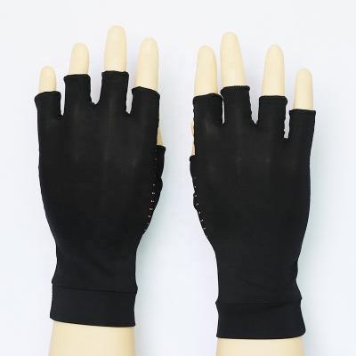 China Half Finger Copper Nylon Gold Nylon Silicone Compression Arthritis Gloves for sale