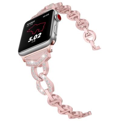 China Unique Luxury Chain Bracelet Diamond Bracelet Watch Band For Apple Watch Strap Metal Band Watch 6 5 4 3 2 1 for sale