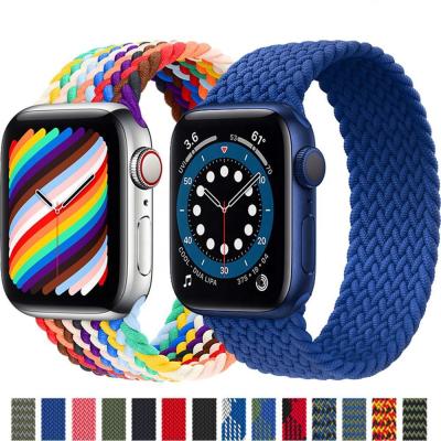 China Nylon Braided Rainbow Nylon Woven Watch Loop Strap Elastic Braided Solo Straps For Apple Watch Se 6 Watch Band 5 4 3 for sale