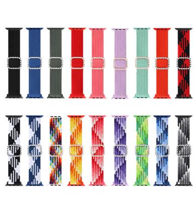 China Adjustable Braided Elastic Watch Diamond Straps Braided Nylon Band New Design For Apple Watch 38mm 40mm 42mm 44mm Watch Bands for sale