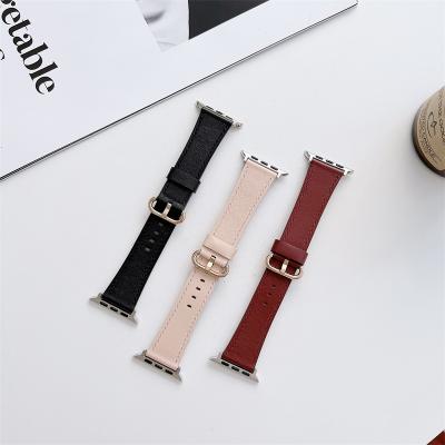 China Washable Genuine Leather Wrist Band Strap For Apple Watch 7 Se 6 5 4 3 Replacement Smart Watch Band for sale