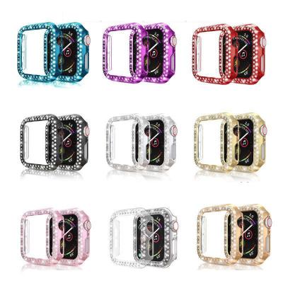 China Lovely Girls Diamond Frame Watch Case Shockproof Glitter For Apple Watch 6 5 4 3 2 1 PC Hard Cover Device For iwatch 38/40/42/44mm for sale