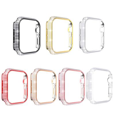 China Bling Crystal Diamonds Frame Protective Bumper Shockproof Cover For iwatch Series Se 6 5 4 3 2 1 Watch Case for sale