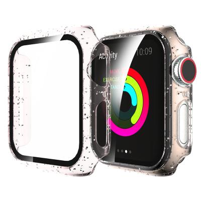 China Anti-drop Blingbling Watch Cover For iwatch 6 5 4 3 2 1 Candy Colors Protective PC Case Cover With Glass Screen Protector For Apple Watch for sale