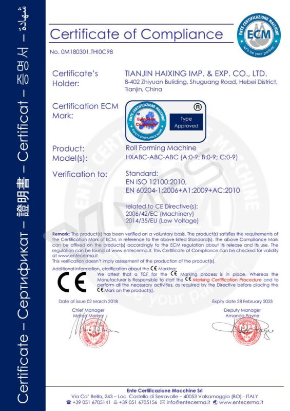 CE - Haixing (tianjin) Imp. & Exp. Co., Ltd.