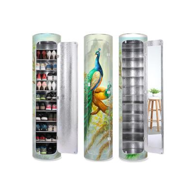 China Adjustable (other) Entryway Fashion Pvc Material Cylindrical Modern Space Saving Shoe Rack Cabinet for sale