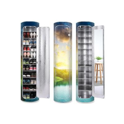 China Adjustable (other) Rotating Special Pvc Material Beautiful Customizable 12 Layers Storage Home Shoe Cabinet for sale