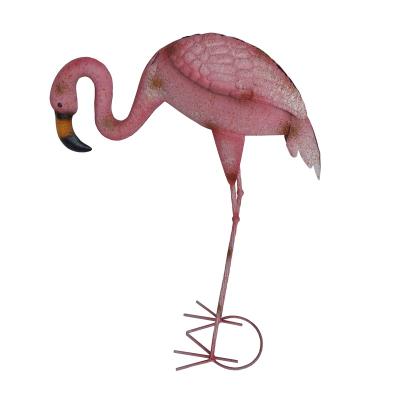 China Garden Life Animals Metal Flamingo Statue Eco - Friendly Antique Outdoor Garden Flamingo for sale