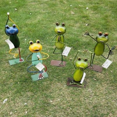 China Frog Decoration Yoga Frog Statue Garden Decoration Metal Eco-friendly Unique Cute Frog for sale