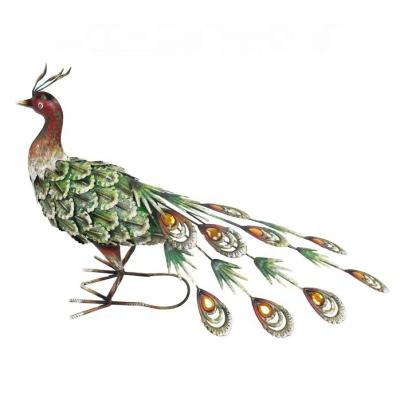 China Eco-friendly Design Unique Handmade Metal Peacock Sculpture Metal Garden Painting Peacock for sale