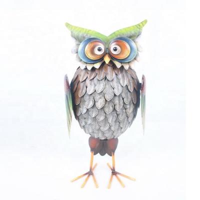 China Eco - Friendly Lawn And Garden Owl Statues Iron Bird Garden Decoration Metal Owl Decor for sale